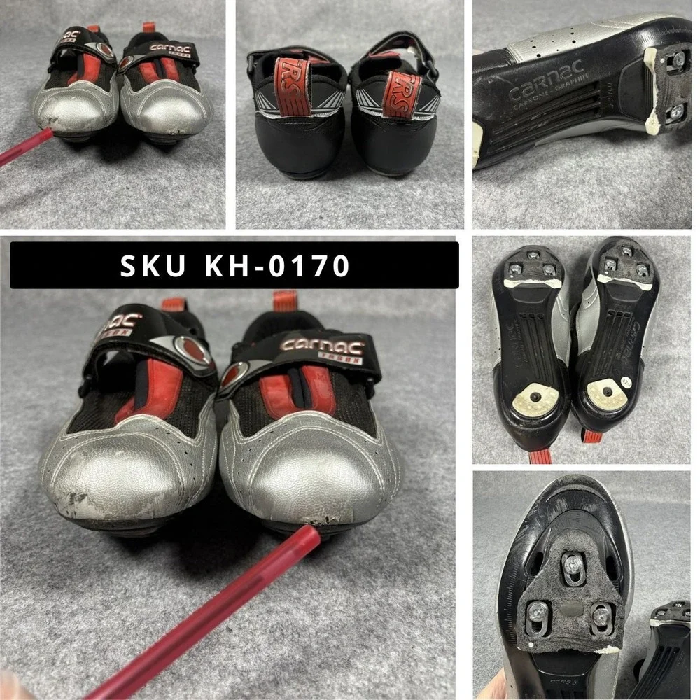 Carnac TRS8X Cycling Shoes 42.5 Silver Black Red Carbon‎ Graphite Sole